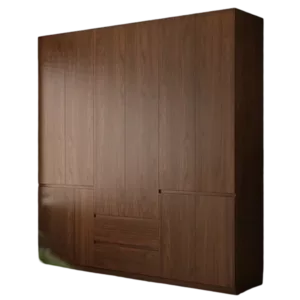 TRWALWAHD00104 Premium Walnut Wardrobe Cabinet – 18mm Thick, Hidden Handle Design, Custom Colors