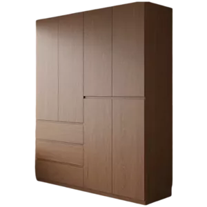 TRWALWAHD00105 Premium Walnut Wardrobe Cabinet – 18mm Thick, Hidden Handle Design, Custom Colors