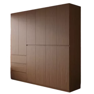 TRWALWAHD00106 Premium Walnut Wardrobe Cabinet – 18mm Thick, Hidden Handle Design, Custom Colors