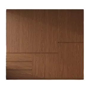 TRWALWAHD00107 Premium Walnut Wardrobe Cabinet – 18mm Thick, Hidden Handle Design, Custom Colors