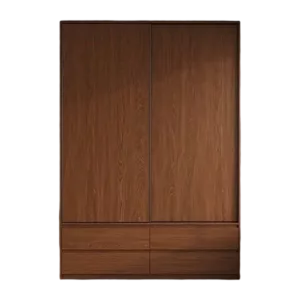 TRWALWGG00116 Premium Walnut Wardrobe Cabinet – 18mm Thick, Tempered Glass Doors, Sliding Door, Customizable Colors