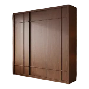 TRWALWGG00119 Premium Walnut Wardrobe Cabinet – 18mm Thick, Tempered Glass Doors, Sliding Door, Customizable Colors