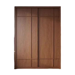 TRWALWD0013 Premium Walnut Wardrobe Cabinet – 18mm Thick, Tempered Glass Doors, Sliding Door, Customizable Colors