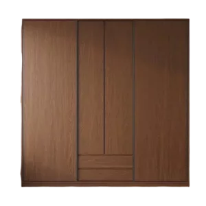 TRWALWD0014 Premium Walnut Wardrobe Cabinet – 18mm Thick, Tempered Glass Doors, Sliding Door, Customizable Colors