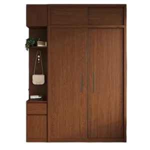 TRWALWD0018 Premium Walnut Wardrobe Cabinet – 18mm Thick, Tempered Glass Doors, Sliding Door, Customizable Colors