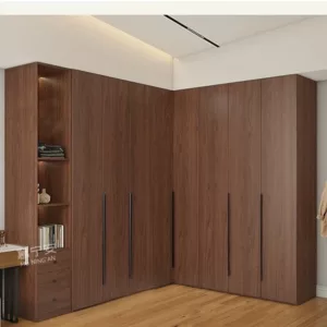 TRWAWADR001017 Premium Walnut Wardrobe Cabinet – 18mm Thick, Custom Colors, sold with Customizable Handles