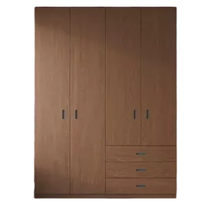 TRWAWADR001024 Premium Walnut Wardrobe Cabinet – 18mm Thick, Custom Colors, sold with Customizable Handles