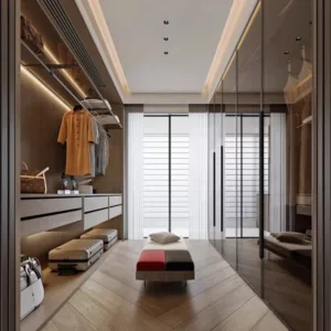 TRWICLOSET1018 Custom Walk-In Closet | Eco-Friendly Panels, Free 3D Design, Glass Doors & Color Choices
