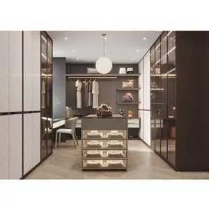 TRWICLOSET109 Custom Walk-In Closet | Eco-Friendly Panels, Free 3D Design, Glass Doors & Color Choices