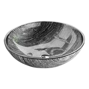 Modern Design Black Glass Round Bathroom Vessel Sink