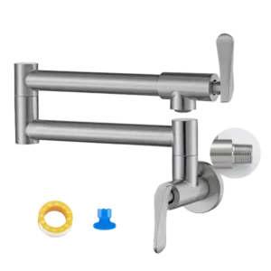 Pot Filler Faucet Wall-Mount for Kitchen in Brushed Nickel