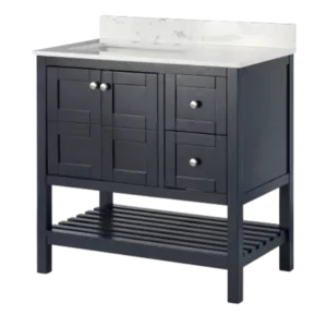 Freestanding 36"W Navy Blue Color Bathroom Vanity with White Ceramic sink