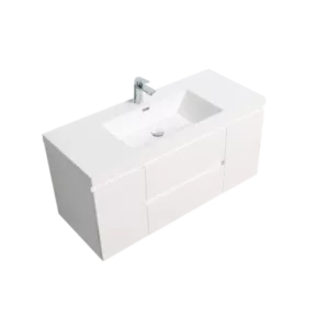Wall Mounted 47’’W Bathroom Vanity in Gloss White with 2-Drawers and 2-Cabinets