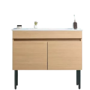 36"W Bathroom Vanity with Metal Leg,with 24"H x 32"W LED Vanity Mirror,Wall Mounted Bathroom Vanity with White Ceramic Sink