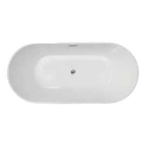 Acrylic Flat-bottom Freestanding Soaking tub in White Color