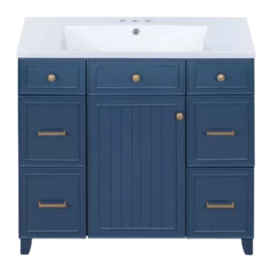 36" Bathroom Vanity Cabinet with Sink Top Combo Set, Navy Blue, Single Sink, Shaker Cabinet with Soft Closing Door and Drawer