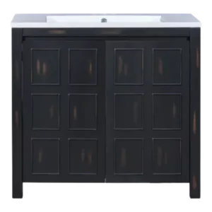 36"W Bathroom Storage Cabinet and Vanity Organizer with White Resin Sink