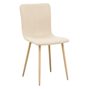 Modern Beige Fleece Upholstered Dining Chair with Oak Legs For Dining Room