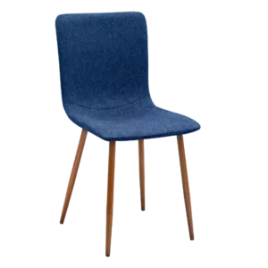 Modern Deep Blue Fleece Upholstered Dining Chair with Walnut Leg For Dining Room