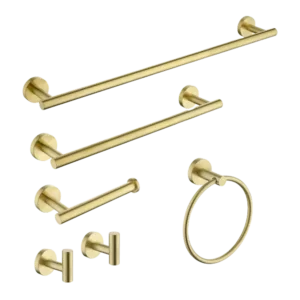 6-Piece Wall Mount Stainless Steel Bath Hardware Set in Gold