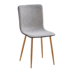 Modern Gray Fleece Upholstered Dining Chair with Oak Leg For Dining Room