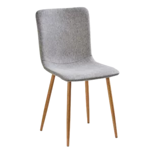 Modern Gray Fleece Upholstered Dining Chair with Oak Legs For Dining Room