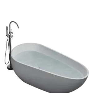 Double Handle Freestanding Tub Filler with Hand-Shower, Brushed Nickel