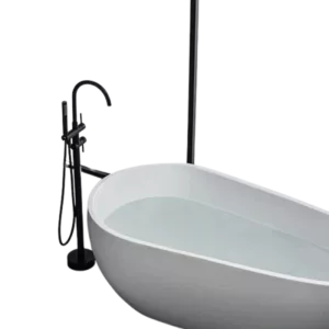 Double Handle Freestanding Tub Filler with Hand-shower, Matte Black