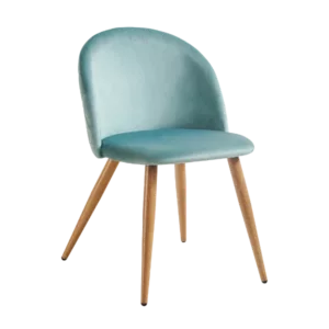 Modern Green Velvet Upholstered Dining Chair with Oak Legs For Dining Room