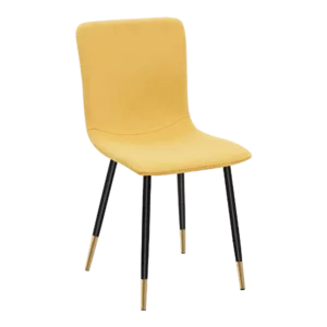 Modern Yellow Fleece Upholstered Dining Chair with Black Gold Leg For Dining Room