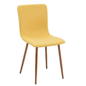 Modern Yellow Fleece Upholstered Dining Chair with Walnut Leg For Dining Room