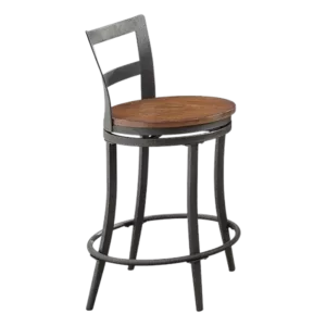 Set of 2 Casual Industrial Design Counter Height Chairs with Metal Frame and Swivel Seats For Dining Room