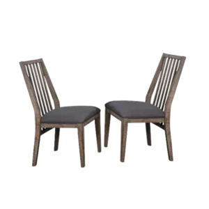 Modern Set of 2 Wooden Side Chairs with Padded Fabric Covered Seats For Dining Room