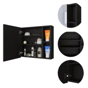 Myrick 2-Shelf Medicine Cabinet with Mirror Black Wengue