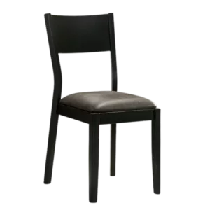 Modern Black and Gray Set of 2 Solid Wood Chairs with Leatherette Seats For Dining Room