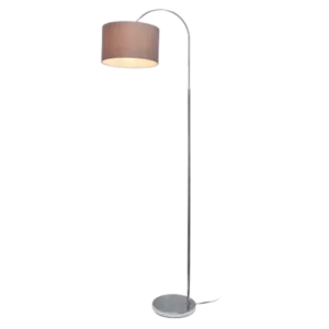 66 in. Brushed Nickel Arched Floor Lamp with Gray Fabric Shade