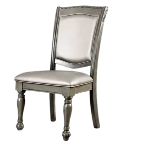 Modern Gray Set of 2 Solid Wood Chairs With Leatherette Cushion Seats For Dining Room