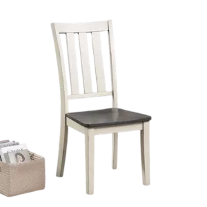 Modern Antique White and Gray Set of 2 Solid Wood Chairs With Dual Tone Design For Dining Room