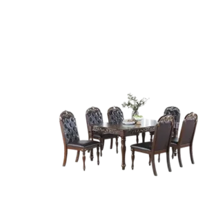 Modern Brown Set of 2 Solid Wood Chairs with Cushion Upholstered Seat And Tufted Back For Dinning Room