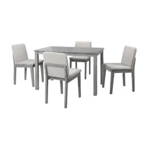 Modern Grey Finish 5pc Dining Set Rectangular Table With 4 Beige Fabric Seat Chair For Dining room