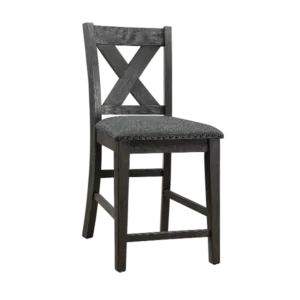 Modern Grey Set of 2 Solid Wood Chairs with X-Back Design Cushion Seat For Dining Room