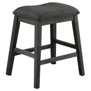 Modern Gray Set of 2 Counter Height Stools with Cushion Seat For Dining Room