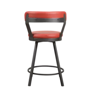 Modern Black 2pc Metal Base Chairs With Red Faux Leather Seat For Dining Room
