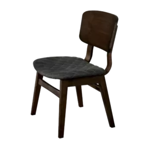 Modern Walnut Finish Set of 2 Solid wood Chairs with Padded Fabric Seat and Curved Back For Dining Room