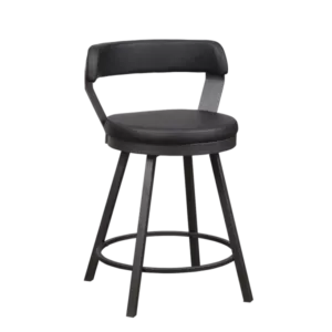 Modern Black 2pc Metal Base Chairs with Black Faux Leather Seat For Dining Room