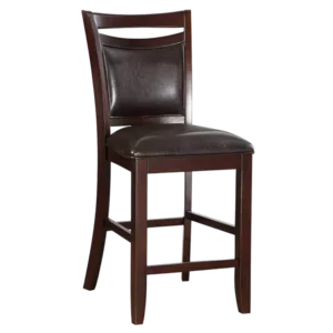 Modern Dark Brown Set of 2 Solid Wood Chairs With Padded Faux Leather Seat For Dining Room