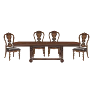 Modern Dark Oak 5pc Dining set Rectangular Table With Extension Leaf and 4 Side Chairs  of Wood For Dining Room