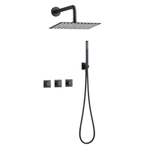 Combo Set Wall Mounted Rainfall Shower Head System in Matte Black