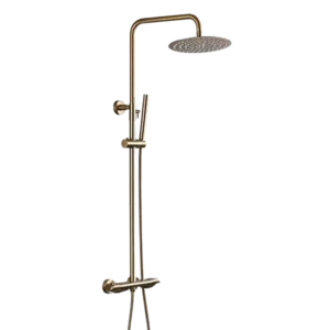 Brushed Gold Rain Shower Head Faucet Set with Adjustable Slide Bar and Shower Valve