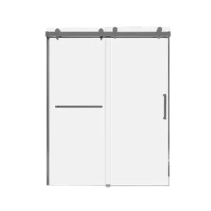 59''×76'' Size  10mm Glass Brushed Nickel Color With Double Door  Modern Style Bathroom Shower Door